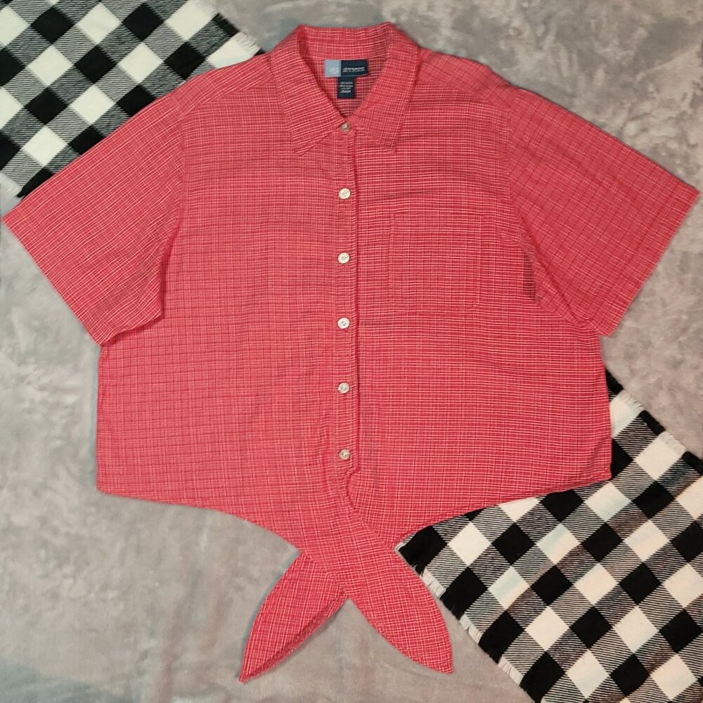22/24 | Avenue Blues | Retro Checkered Button Down Knot Crop